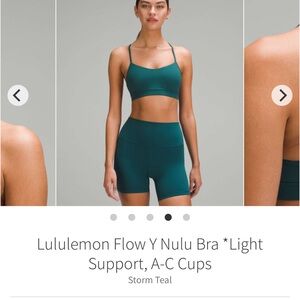 Lululemon Flow Y Nulu Bra *Light Support A-C Cups Storm Teal Sz 6